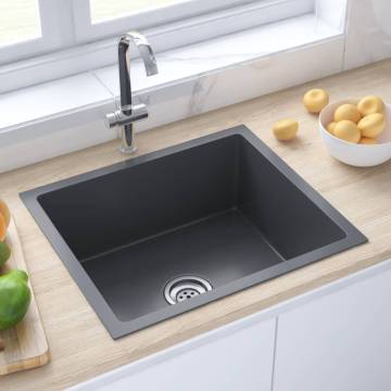 Handmade Black Stainless Steel Kitchen Sink - Modern Design