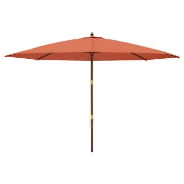 Garden Parasol with Wooden Pole - Terracotta 400x273 cm