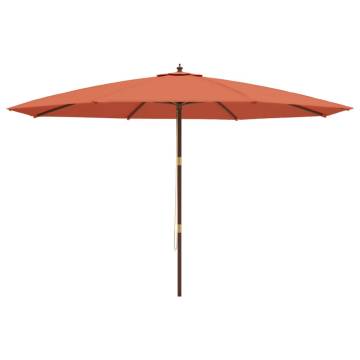 Garden Parasol with Wooden Pole - Terracotta 400x273 cm