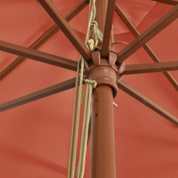 Garden Parasol with Wooden Pole - Terracotta 400x273 cm