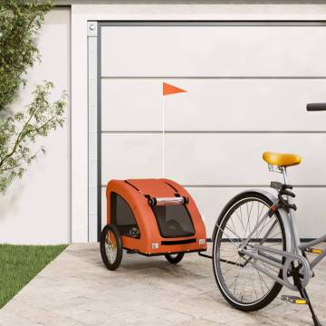 Durable Pet Bike Trailer - Orange Oxford Fabric & Iron