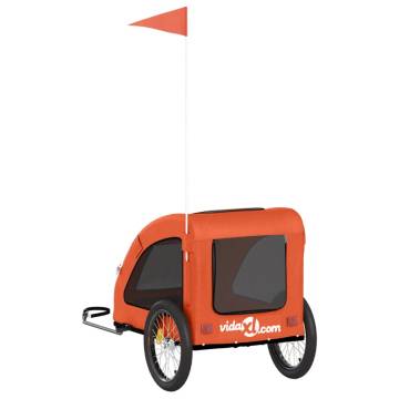 Durable Pet Bike Trailer - Orange Oxford Fabric & Iron