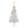 Artificial Pre-lit Christmas Tree with Ball Set Silver 210 cm PET Colour silver and gold Size 210 x 120 cm Quantity in Package 1 Number of Branch Tips 