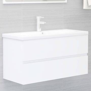 Sink Cabinet with Built-in Basin - White Engineered Wood