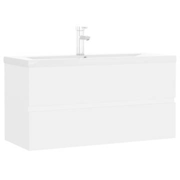 Sink Cabinet with Built-in Basin - White Engineered Wood