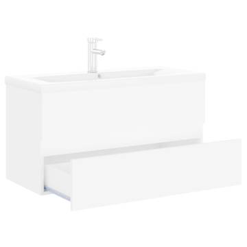 Sink Cabinet with Built-in Basin - White Engineered Wood