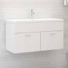 Stylish Sink Cabinet with Built-in Basin - White Engineered Wood