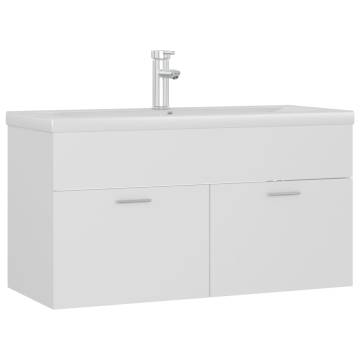 Stylish Sink Cabinet with Built-in Basin - White Engineered Wood