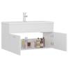 Stylish Sink Cabinet with Built-in Basin - White Engineered Wood