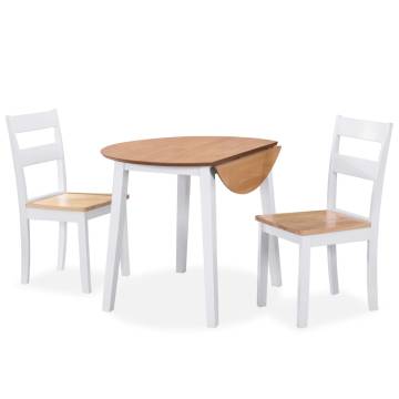 Elegant 3-Piece Dining Set - MDF & Rubberwood in White