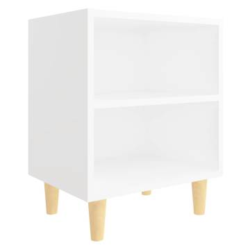 Scandinavian Bed Cabinet with Solid Wood Legs - White 40x30x50 cm