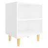 Scandinavian Bed Cabinet with Solid Wood Legs - White 40x30x50 cm