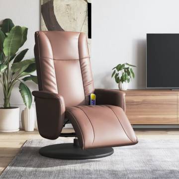 Massage Recliner Chair with Footrest - Brown Faux Leather