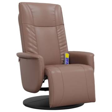 Massage Recliner Chair with Footrest - Brown Faux Leather