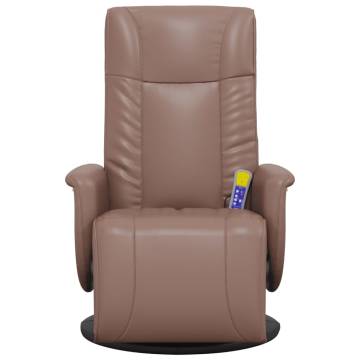 Massage Recliner Chair with Footrest - Brown Faux Leather