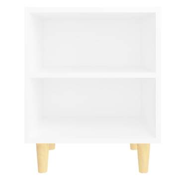 Scandinavian Bed Cabinet with Solid Wood Legs - White 40x30x50 cm