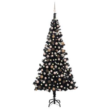 Artificial Black Pre-lit Christmas Tree with Ball Set - 240 cm