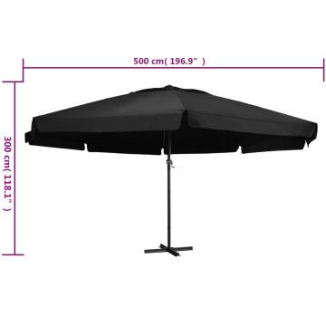 Elegant Outdoor Parasol with Aluminium Pole - 500 cm Black