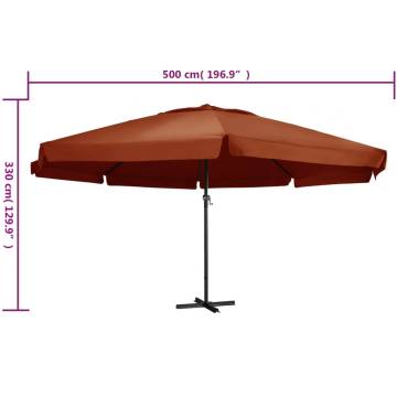 Outdoor Parasol with Aluminium Pole - 600 cm Terracotta