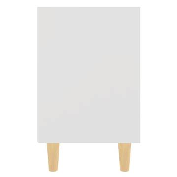 Scandinavian Bed Cabinet with Solid Wood Legs - White 40x30x50 cm