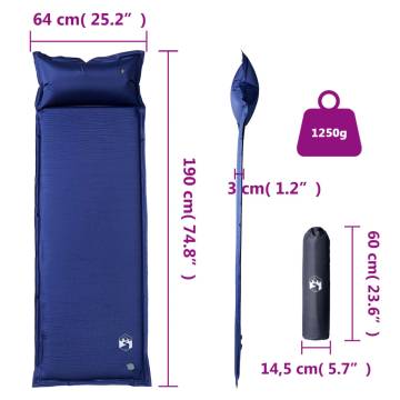 Self Inflating Camping Mattress with Pillow - 1-Person Navy Blue