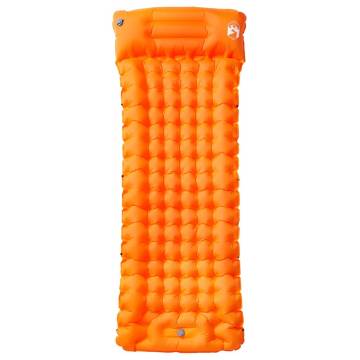 Self Inflating Camping Mattress with Pillow - 1 Person, Orange