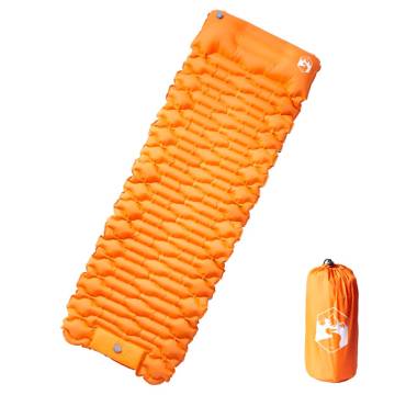 Self Inflating Camping Mattress with Pillow - 1 Person Orange