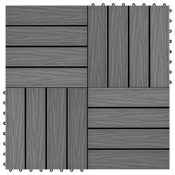 11 pcs Grey Deep Embossed WPC Decking Tiles | 1 sqm 30x30 cm