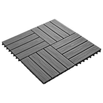 11 pcs Grey Deep Embossed WPC Decking Tiles | 1 sqm 30x30 cm