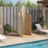 Beige Outdoor Shower 100x100 cm - Durable Poly Rattan & Acacia Wood