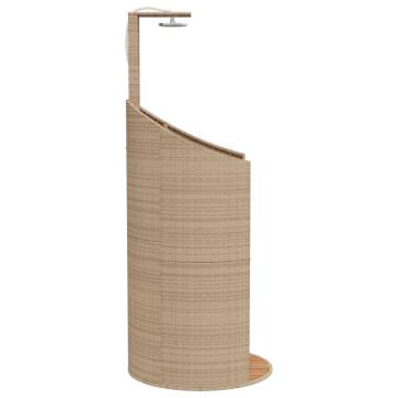 Beige Outdoor Shower 100x100 cm - Durable Poly Rattan & Acacia Wood