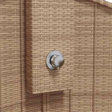 Beige Outdoor Shower 100x100 cm - Durable Poly Rattan & Acacia Wood