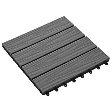 11 pcs Grey Deep Embossed WPC Decking Tiles | 1 sqm 30x30 cm