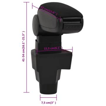 Car Armrest Black - Adjustable Storage Solution for KIA RIO