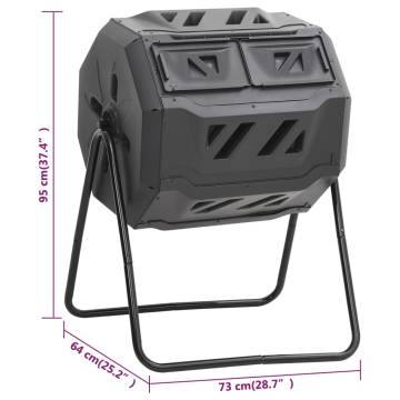 Garden Compost Bin Black 73x64x95 cm - 160 L Efficient Design