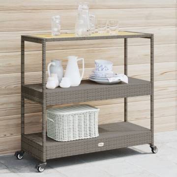 3-Tier Grey Poly Rattan Bar Cart - Stylish & Durable