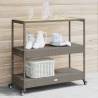 Bar Cart 3-Tier Grey Poly Rattan and Solid Wood Acacia Colour grey and brown 