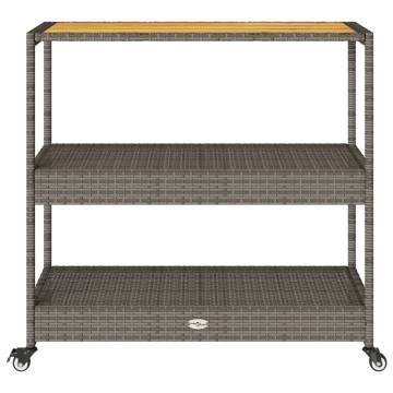 3-Tier Grey Poly Rattan Bar Cart - Stylish & Durable