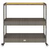 3-Tier Grey Poly Rattan Bar Cart - Stylish & Durable