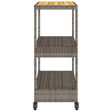 3-Tier Grey Poly Rattan Bar Cart - Stylish & Durable