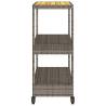 3-Tier Grey Poly Rattan Bar Cart - Stylish & Durable