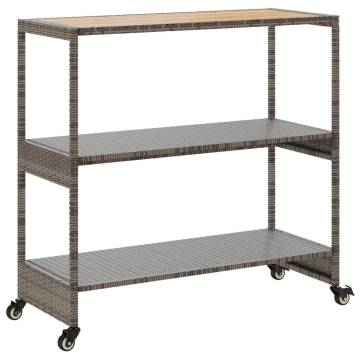 3-Tier Grey Poly Rattan Bar Cart - Stylish & Durable