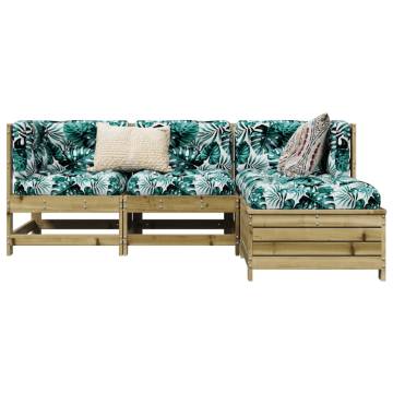 4 Piece Garden Sofa Set - Durable Pinewood Furniture