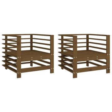 Garden Chairs 2 pcs Honey Brown Solid Wood Pine | HipoMarket