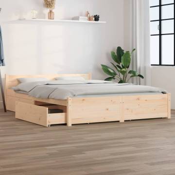 Modern Double Bed Frame with Drawers - 135x190 cm