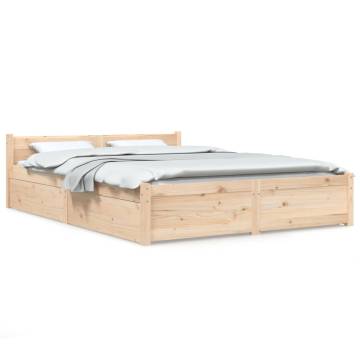 Modern Double Bed Frame with Drawers - 135x190 cm