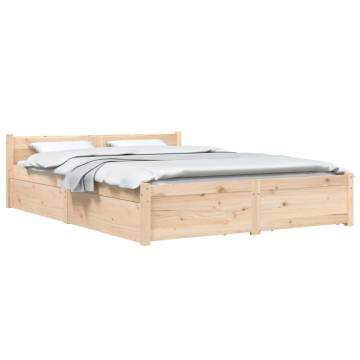 Modern Double Bed Frame with Drawers - 135x190 cm