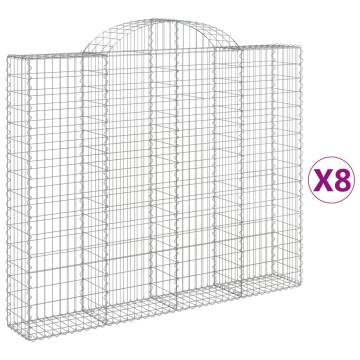 Arched Gabion Baskets - 8 pcs Galvanised Iron | HipoMarket