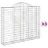 Arched Gabion Baskets - 8 pcs Galvanised Iron | HipoMarket