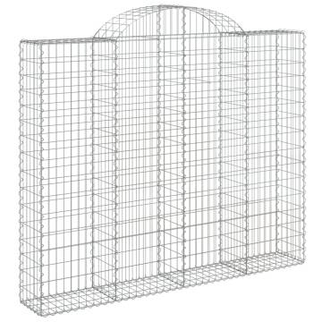 Arched Gabion Baskets - 8 pcs Galvanised Iron | HipoMarket